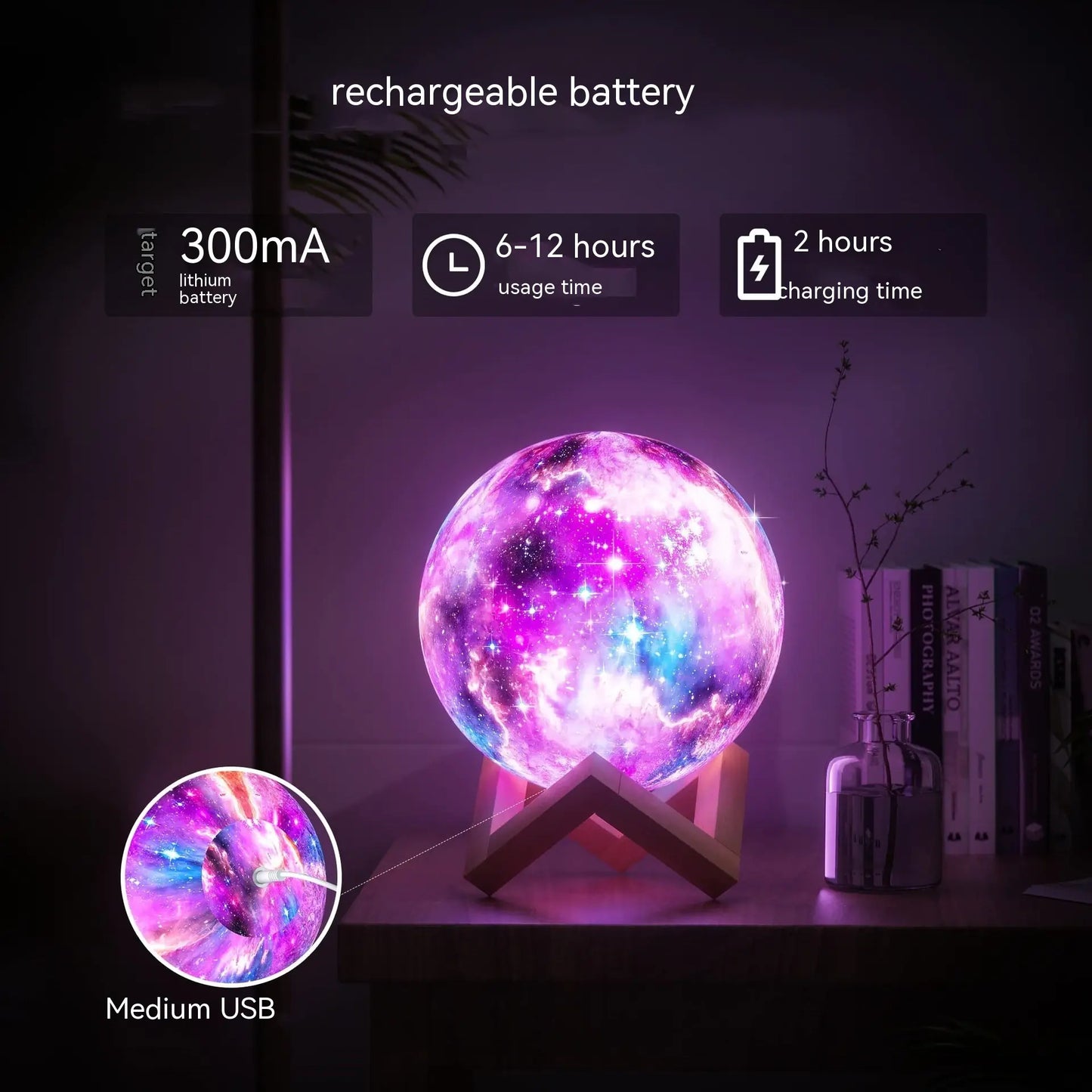 3D Moon & Galaxy Light